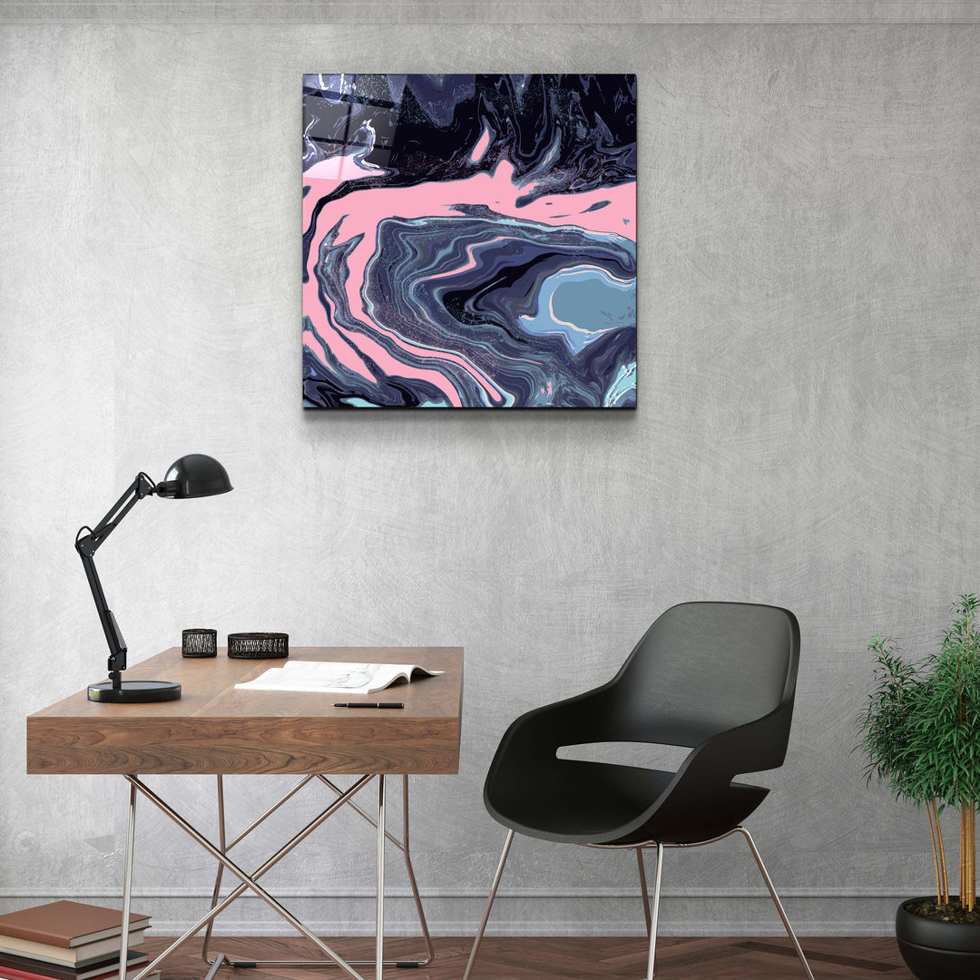 ."Pink Wave in the Black". Designer's Collection Glass Wall Art