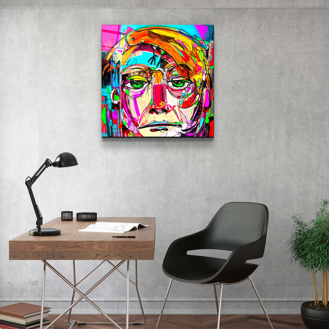 ."Face Illustration-Abstract". Designer's Collection Glass Wall Art