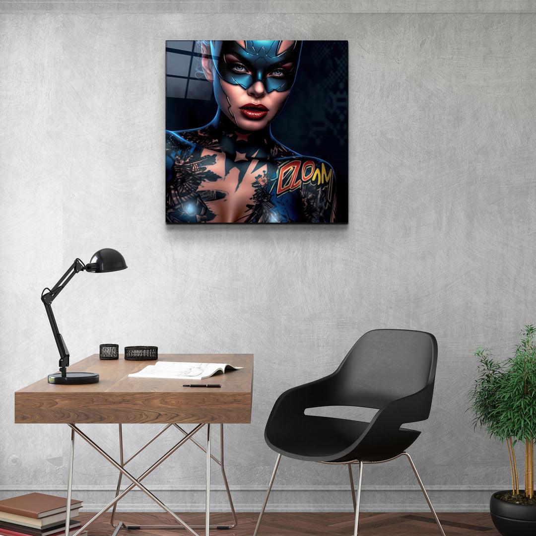 ."Tattooed v5". Designer's Collection Glass Wall Art