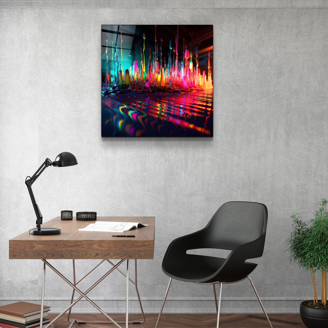 ."Paint Drops V1". Designers Collection Glass Wall Art