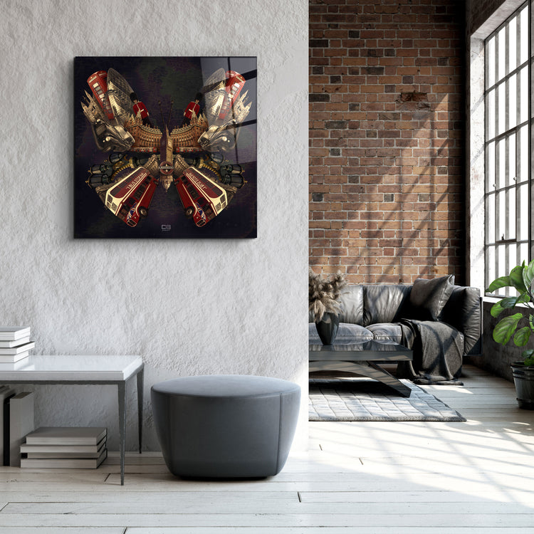 ・"Butterfly London"・Designers Collection Glass Wall Art | Artdesigna Glass Printing Wall Arts.