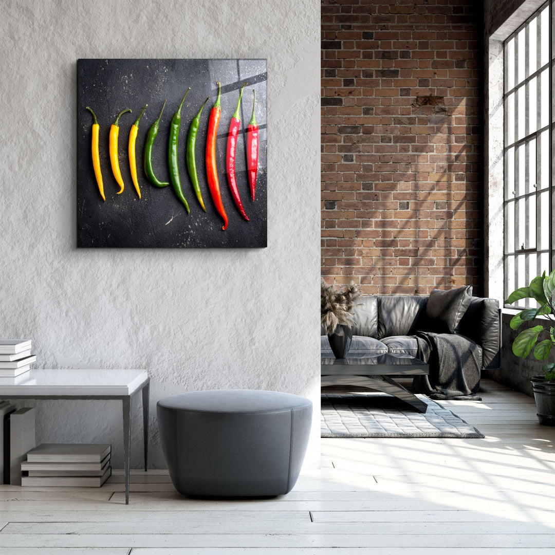 ・"Colorful Peppers"・Glass Wall Art | Artdesigna Glass Printing Wall Arts.