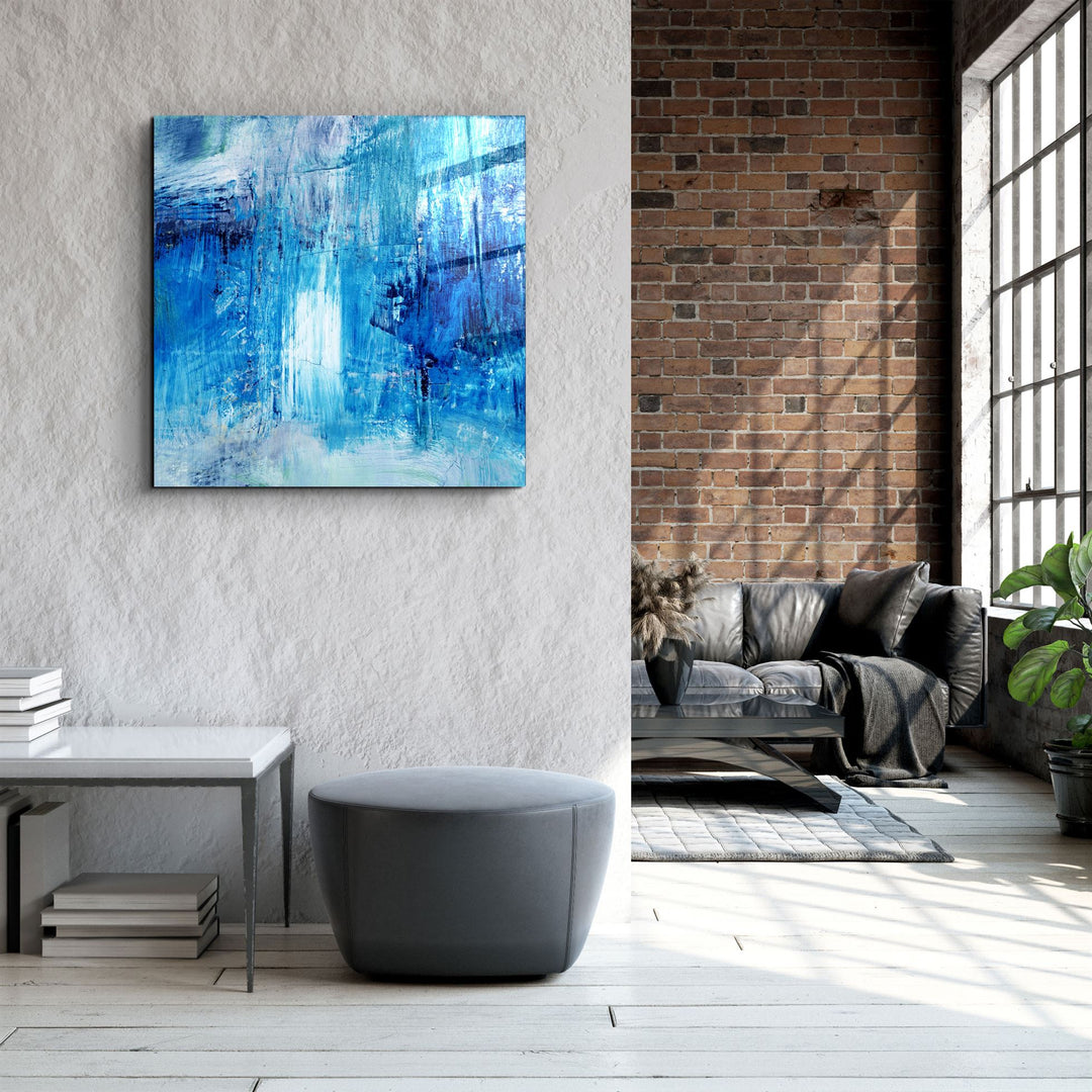 ・"Blue Fall"・Glass Wall Art | Artdesigna Glass Printing Wall Arts.