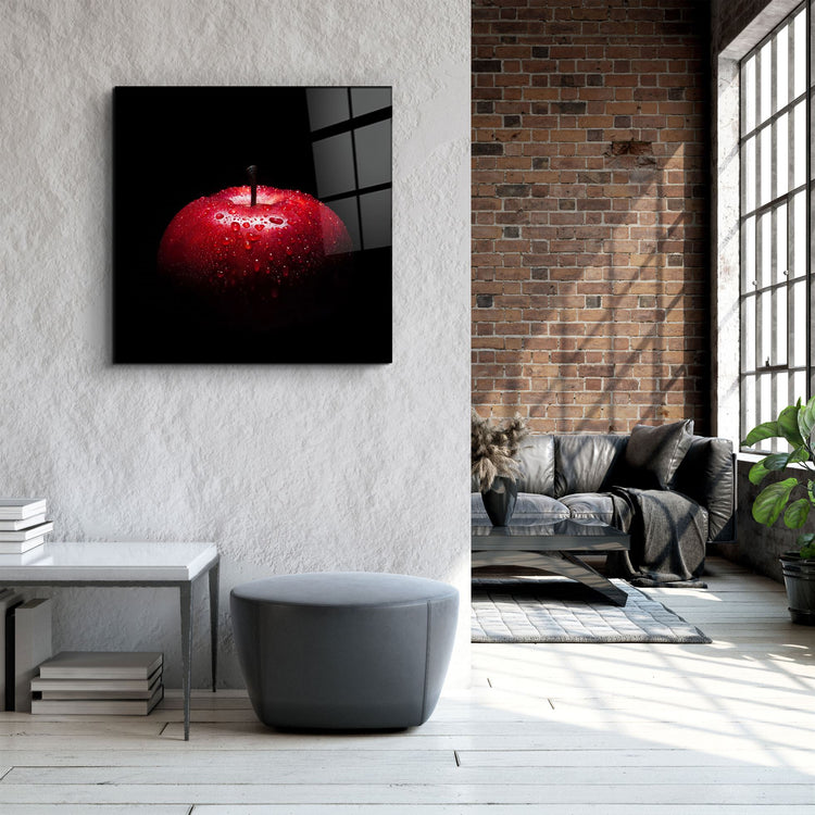 ・"Red Apple"・Glass Wall Art | Artdesigna Glass Printing Wall Arts.