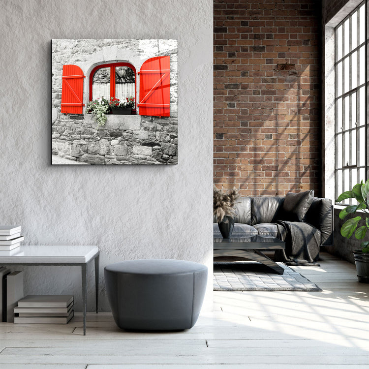 ・"Red Window"・Glass Wall Art | Artdesigna Glass Printing Wall Arts.