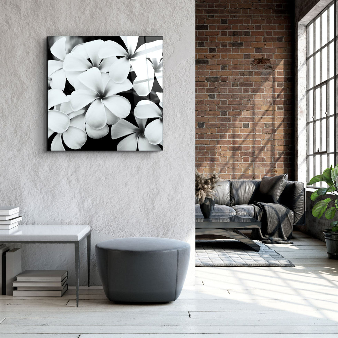 ・"Black and White Flowers"・Glass Wall Art | Artdesigna Glass Printing Wall Arts.