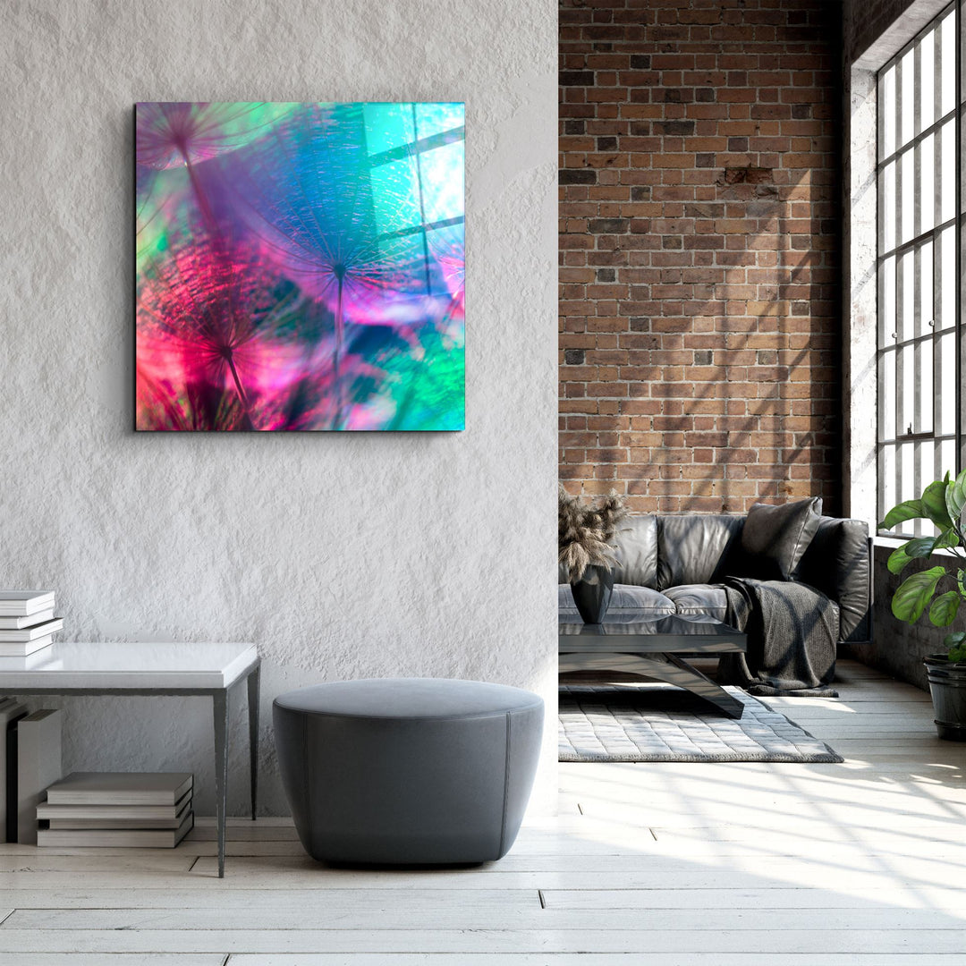 ・"Dandelion"・Glass Wall Art | Artdesigna Glass Printing Wall Arts.