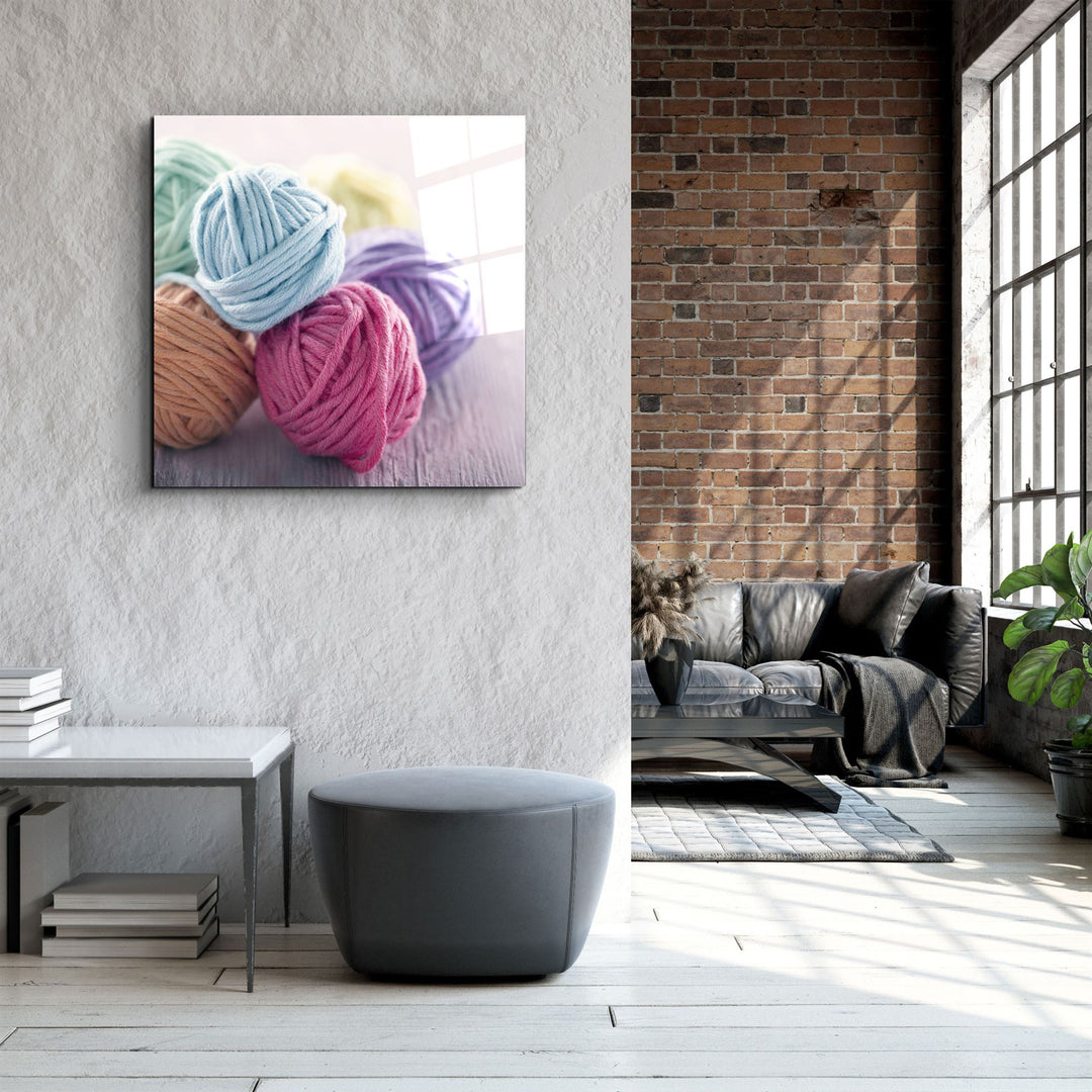 ・"Colored Yarn Balls"・Glass Wall Art | Artdesigna Glass Printing Wall Arts.