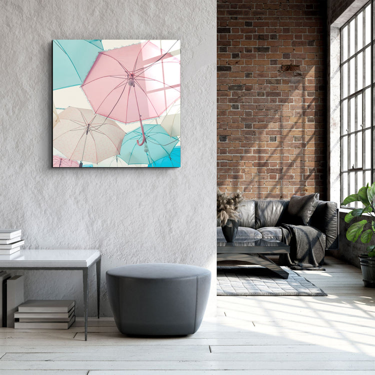 ・"Colorful Umbrellas"・Glass Wall Art | Artdesigna Glass Printing Wall Arts.