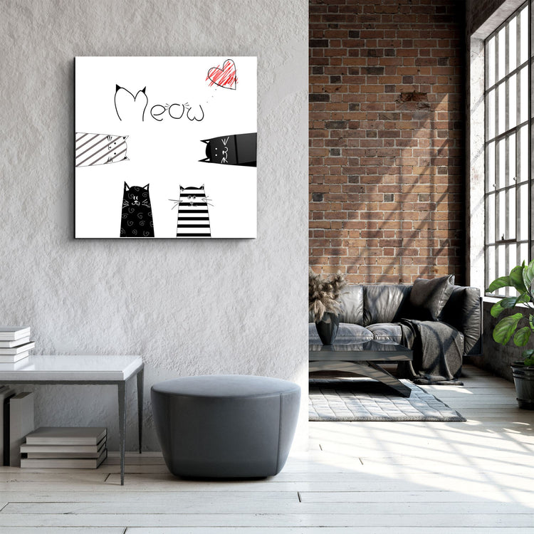 ・"Meow (Cat)"・Glass Wall Art | Artdesigna Glass Printing Wall Arts.