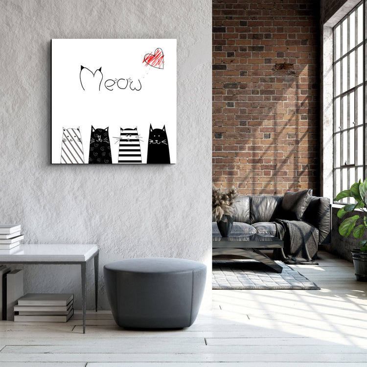 ・"Meow (Cat)"・Glass Wall Art | Artdesigna Glass Printing Wall Arts.