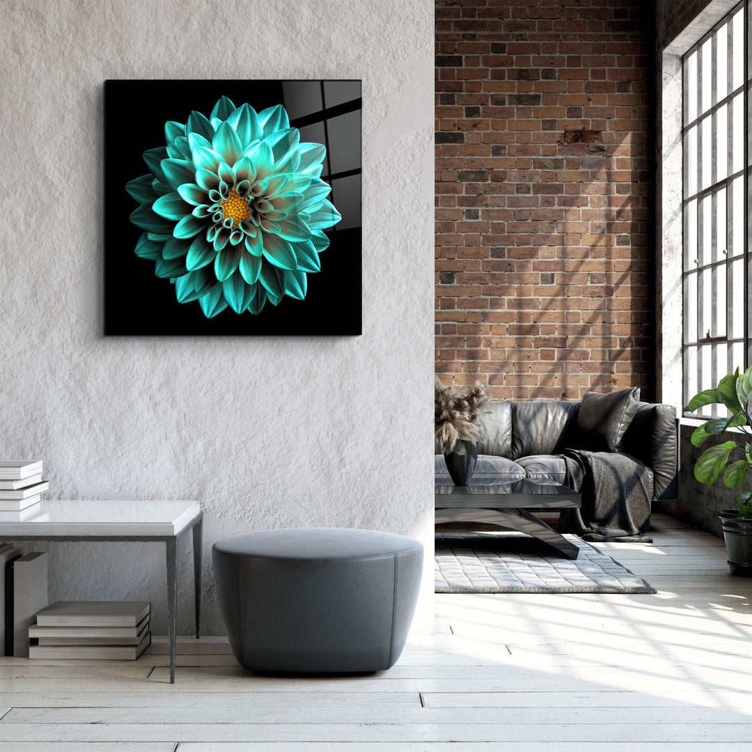 ・"Green Flower"・Glass Wall Art | Artdesigna Glass Printing Wall Arts.