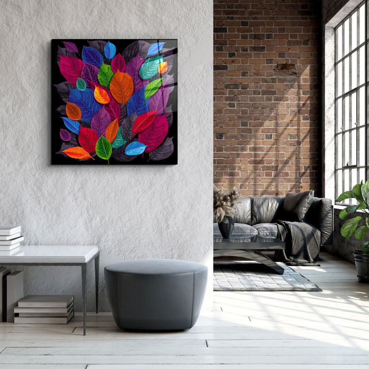 ・"Leaf Feast"・Glass Wall Art | Artdesigna Glass Printing Wall Arts.