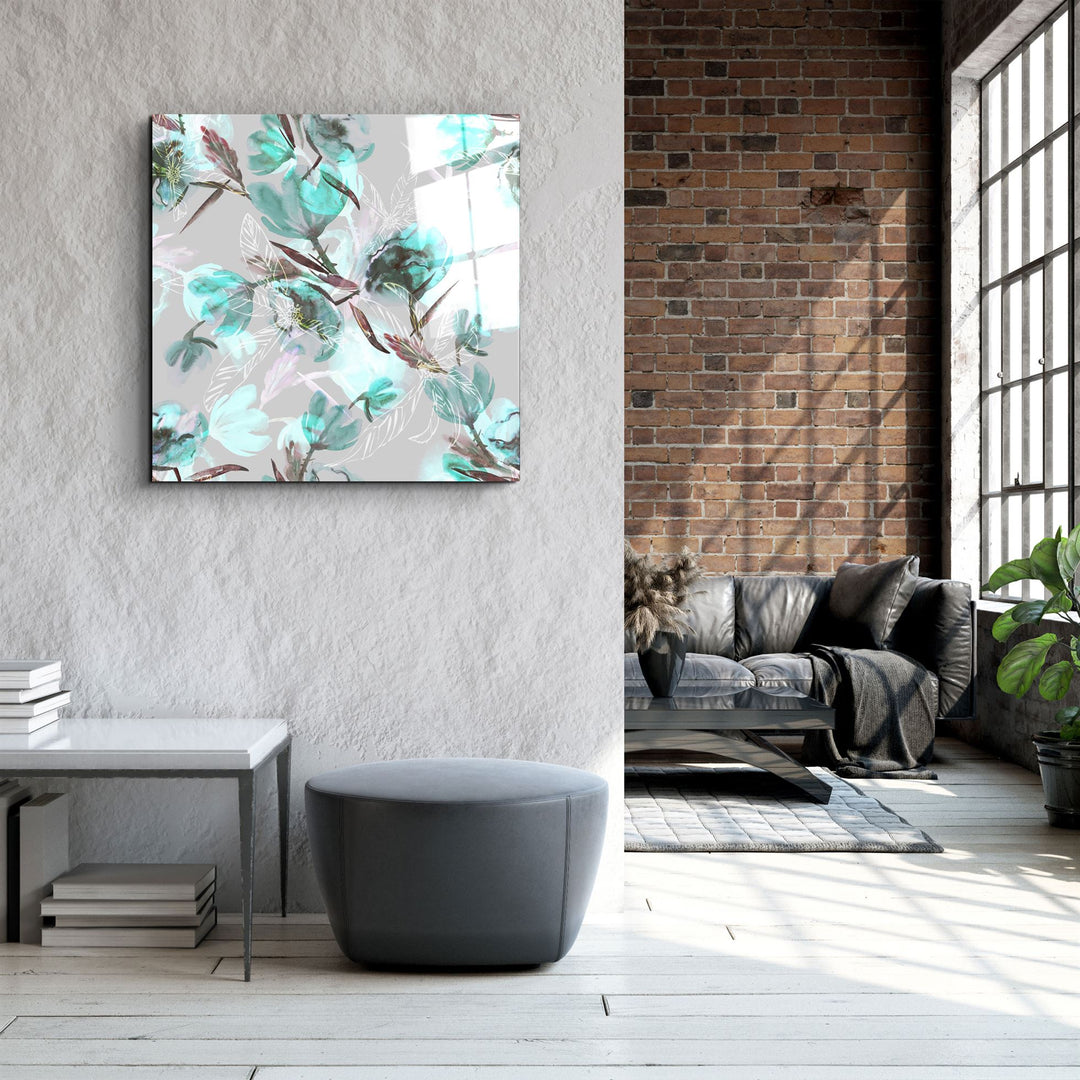 ・"Green Flower"・Glass Wall Art | Artdesigna Glass Printing Wall Arts.