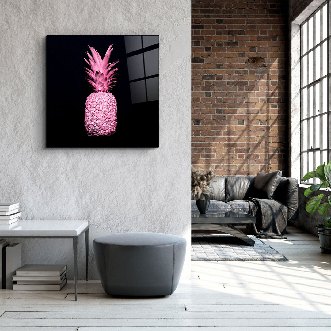 ・"Pink Pineapple"・Glass Wall Art | Artdesigna Glass Printing Wall Arts.