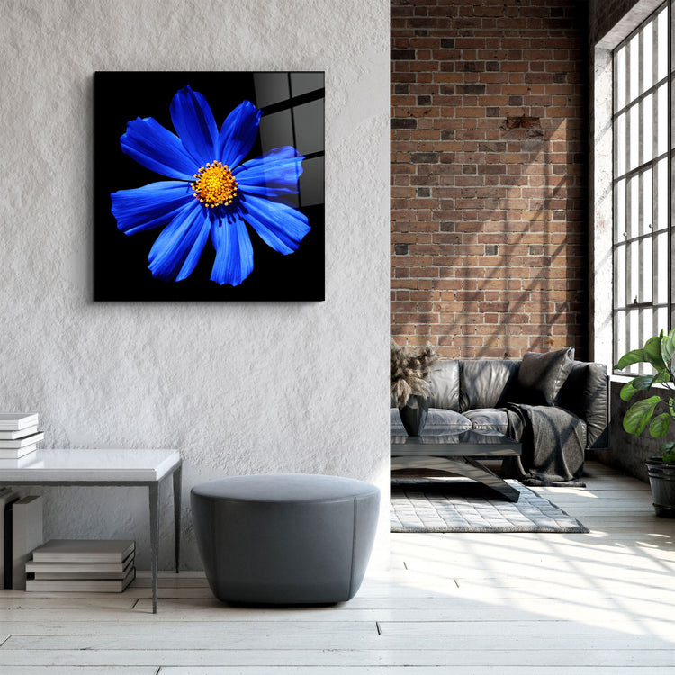 ・"Blue Flower"・Glass Wall Art | Artdesigna Glass Printing Wall Arts.