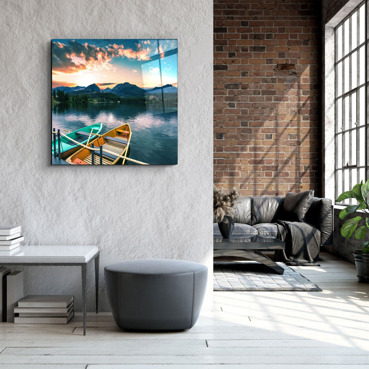 ・"Lake and Mountain Landscape"・Glass Wall Art | Artdesigna Glass Printing Wall Arts.