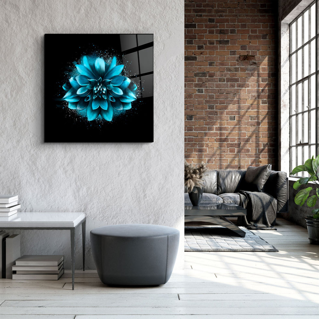 ・"Blue Flower"・Glass Wall Art | Artdesigna Glass Printing Wall Arts.