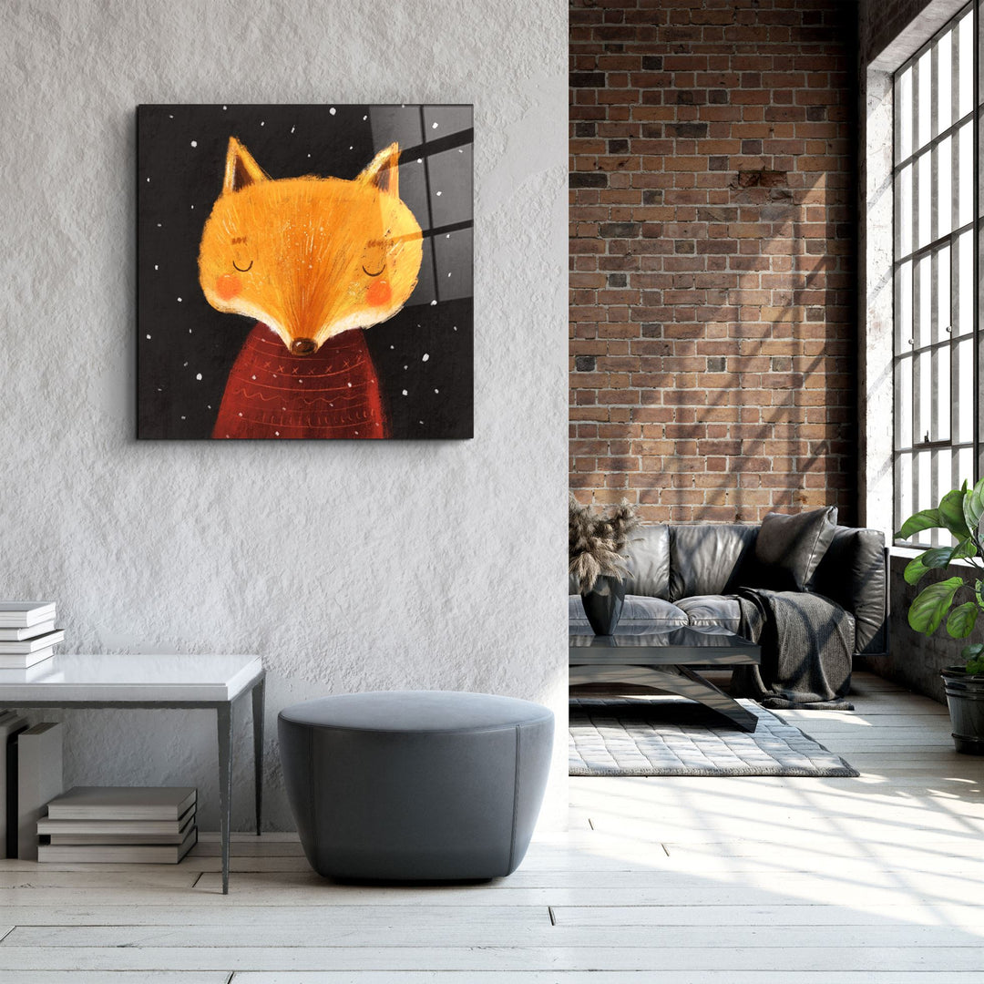 ・"Cute Fox"・Glass Wall Art | Artdesigna Glass Printing Wall Arts.