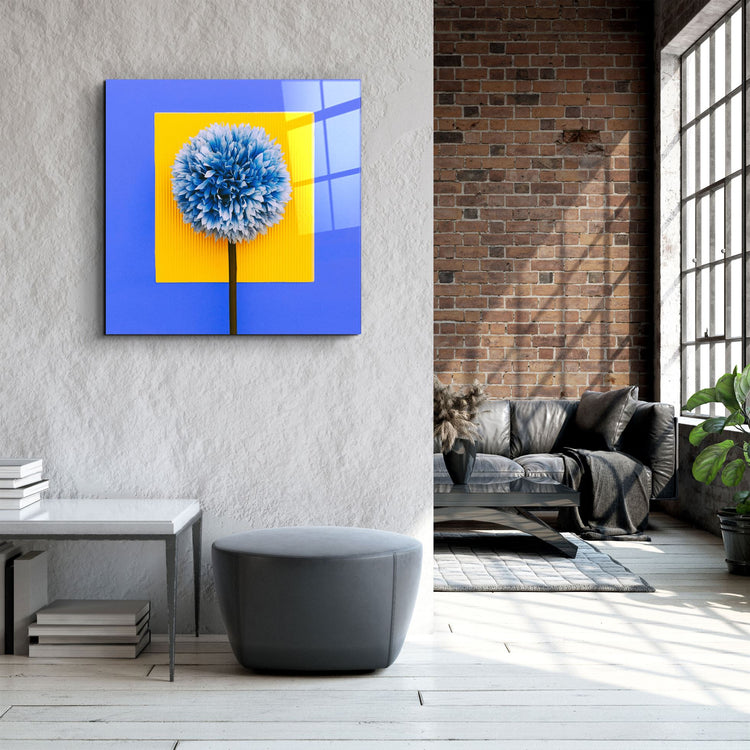 ・"Blue Flower"・Glass Wall Art | Artdesigna Glass Printing Wall Arts.