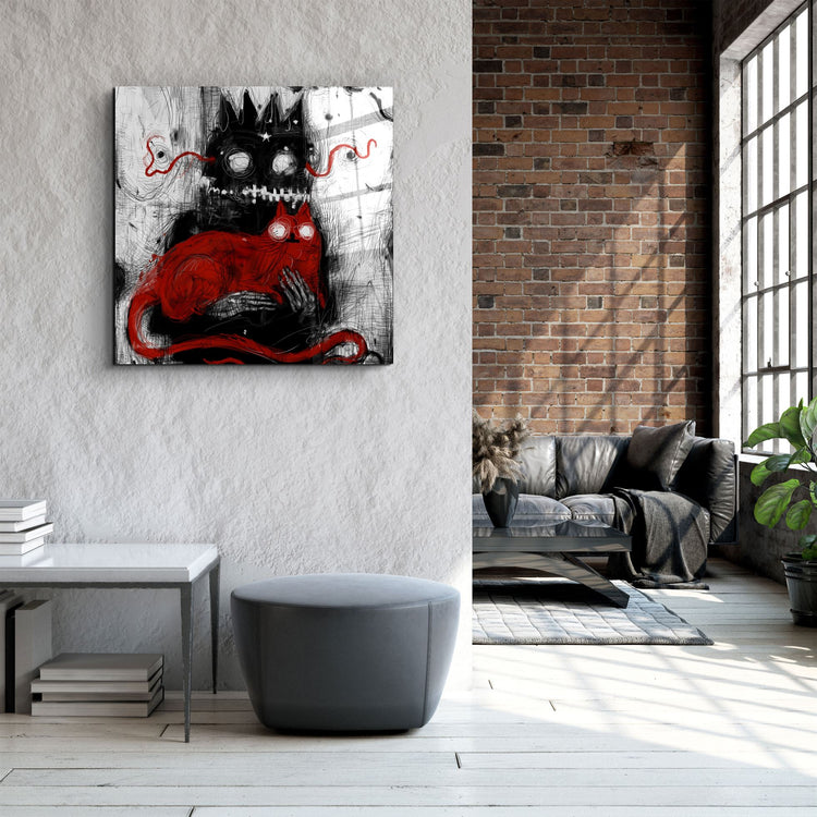 ・"Abstract Cat"・Glass Wall Art | Artdesigna Glass Printing Wall Arts.