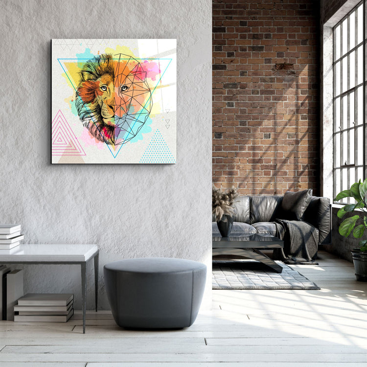 ・"Astro Lion"・Glass Wall Art | Artdesigna Glass Printing Wall Arts.