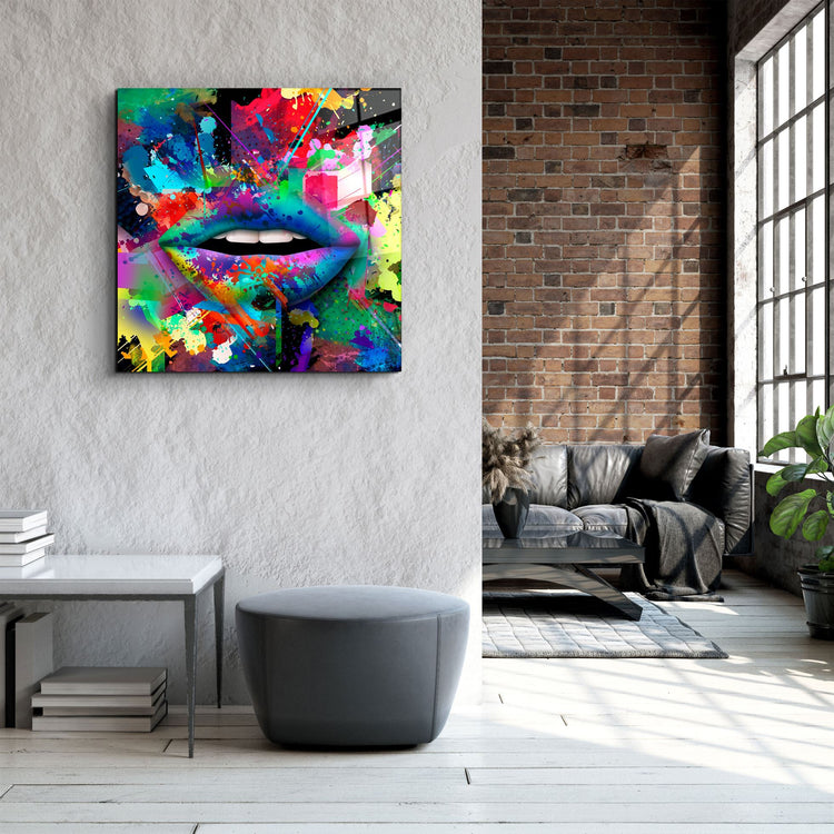 ・"Abstract Lips"・Glass Wall Art | Artdesigna Glass Printing Wall Arts.