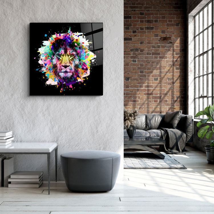 ・"Lion Abstract"・Glass Wall Art | Artdesigna Glass Printing Wall Arts.