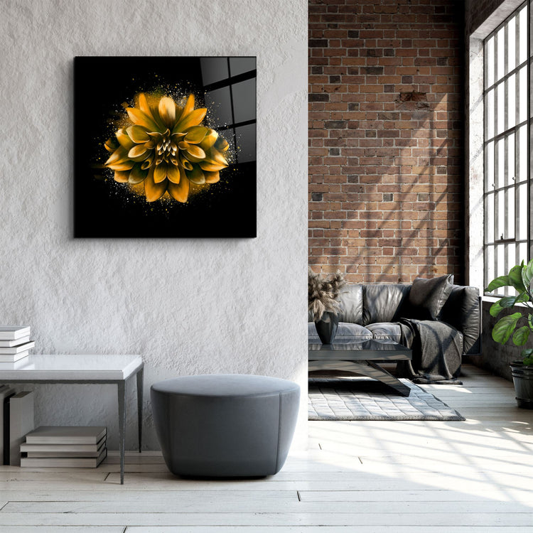 ・"Yellow Flower"・Glass Wall Art | Artdesigna Glass Printing Wall Arts.