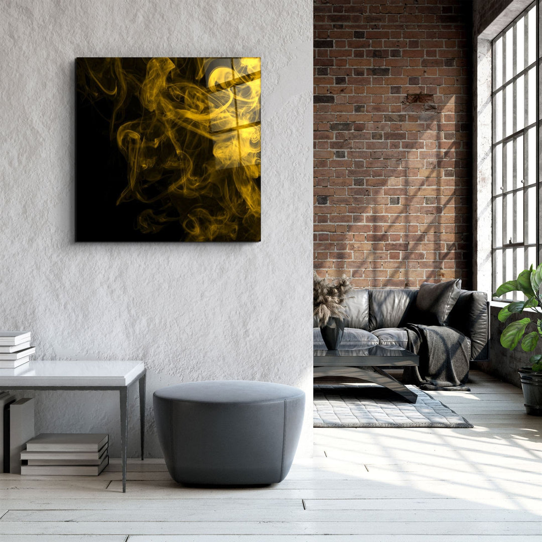 ・"Yellow Smoke"・Glass Wall Art | Artdesigna Glass Printing Wall Arts.