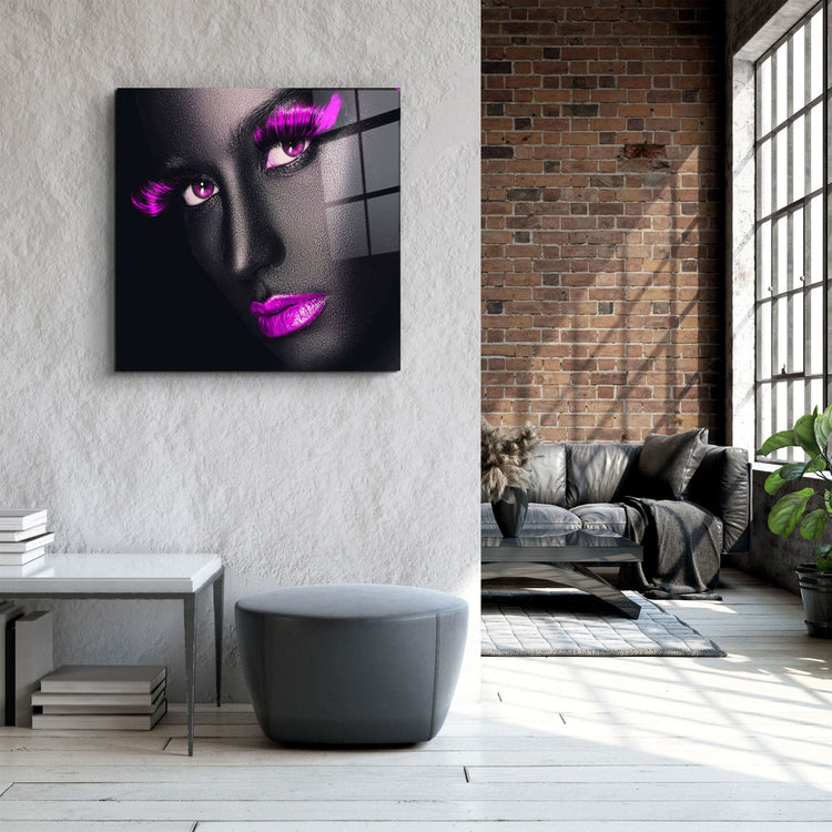 ・"Pink Lips and Eyes"・Glass Wall Art | Artdesigna Glass Printing Wall Arts.