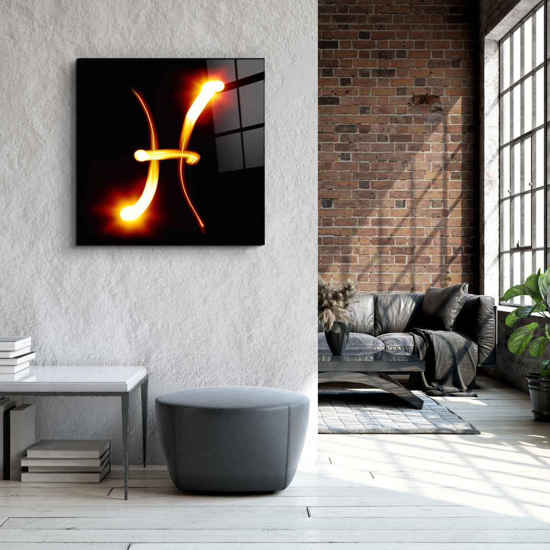 ."Pisces Zodiac Symbol". Glass Wall Art | Artdesigna Glass Printing Wall Arts.