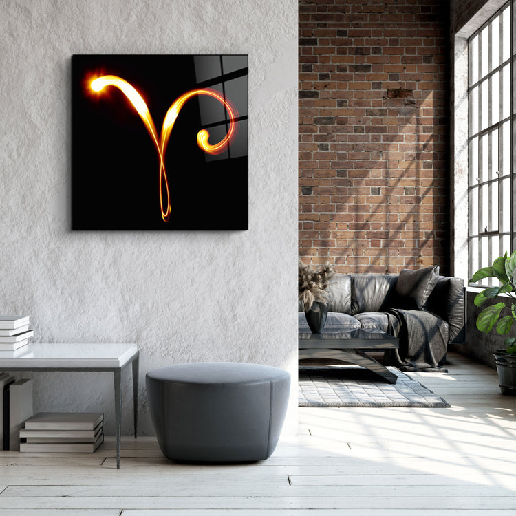 ."Aries Zodiac Symbol". Glass Wall Art | Artdesigna Glass Printing Wall Arts.