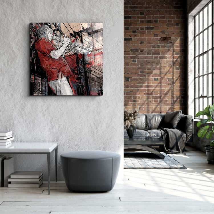 ・"Abstract Musician V2"・Glass Wall Art | Artdesigna Glass Printing Wall Arts.