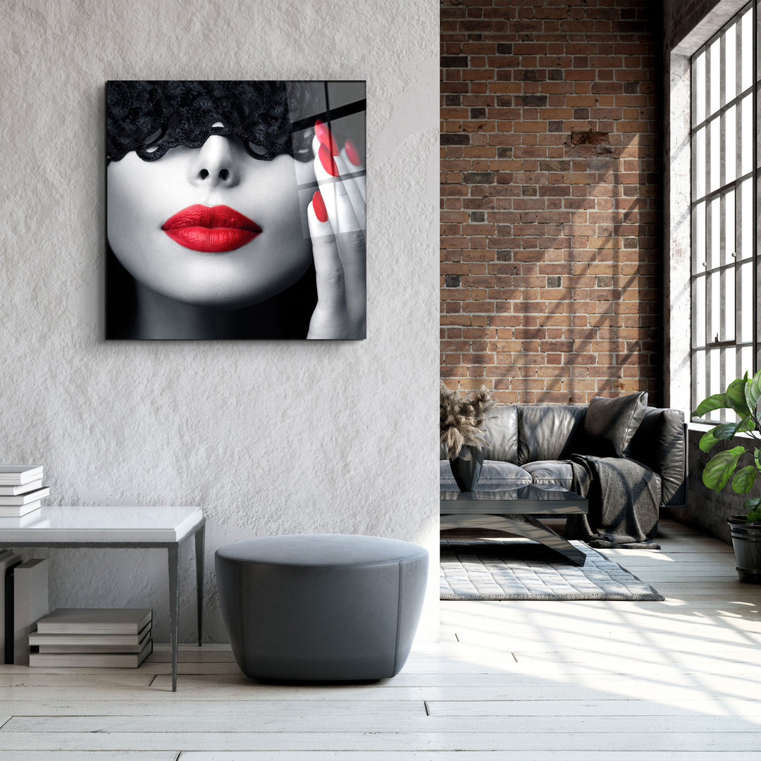 ・"Red Lips and Nails"・Glass Wall Art | Artdesigna Glass Printing Wall Arts.