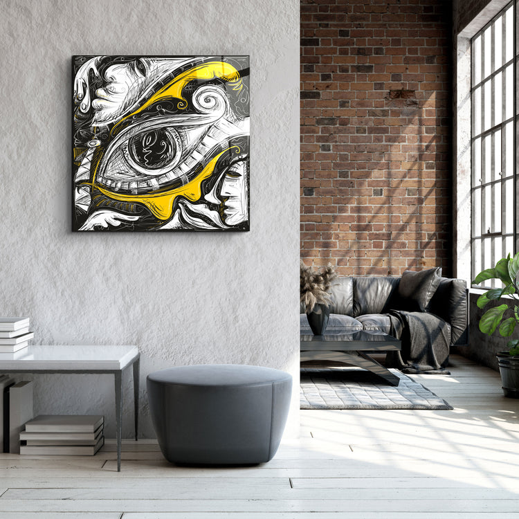 ・"Abstract Faces and Eyes"・Glass Wall Art | Artdesigna Glass Printing Wall Arts.