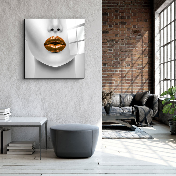 ・"Orange Lips"・Glass Wall Art | Artdesigna Glass Printing Wall Arts.