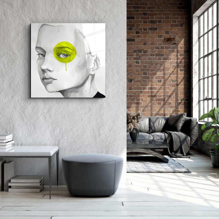 ・"Yellow Eye"・Glass Wall Art | Artdesigna Glass Printing Wall Arts.