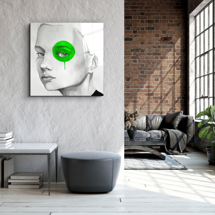 ・"Green Eye"・Glass Wall Art | Artdesigna Glass Printing Wall Arts.