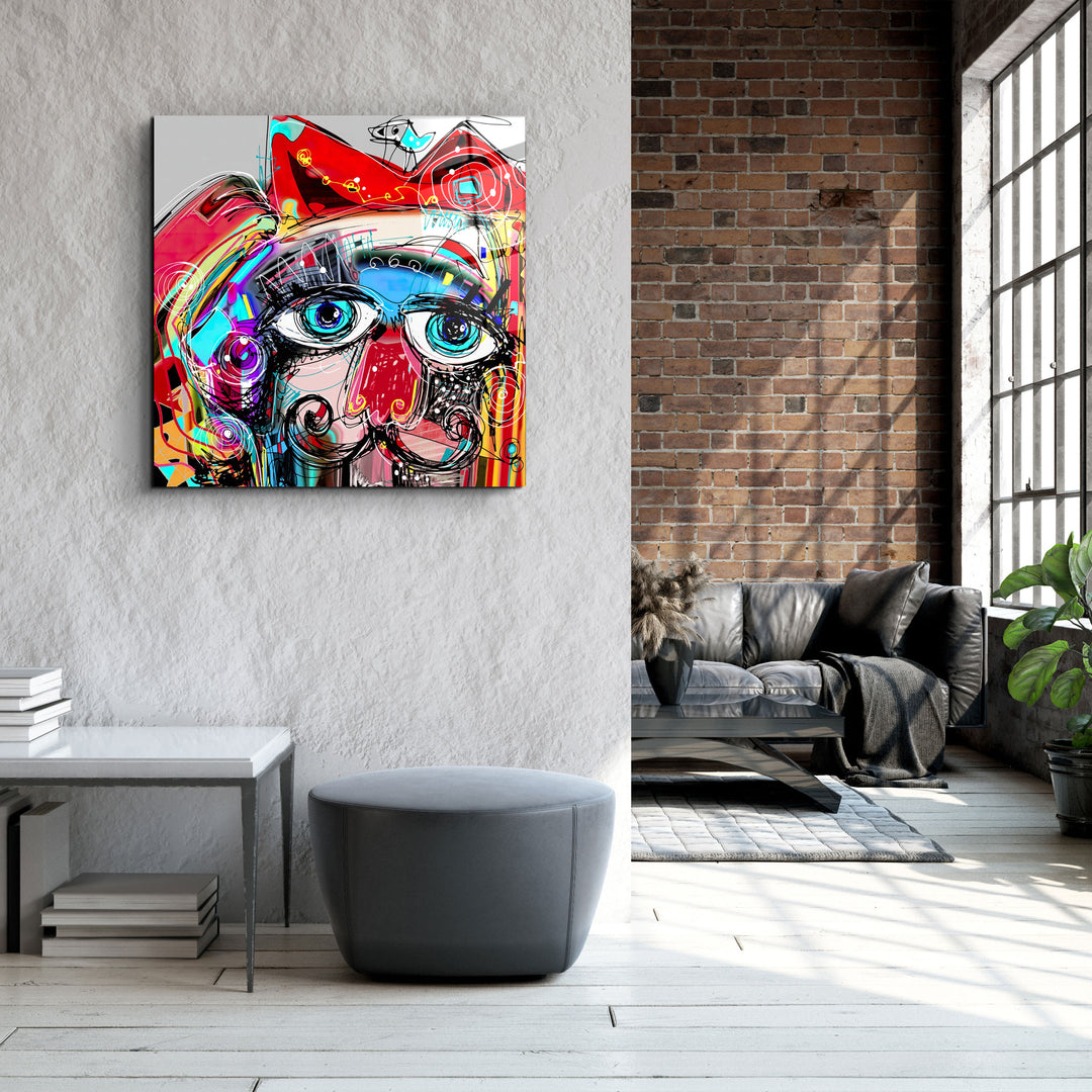 ・"Abstract Colorful Portrait"・Glass Wall Art | Artdesigna Glass Printing Wall Arts.