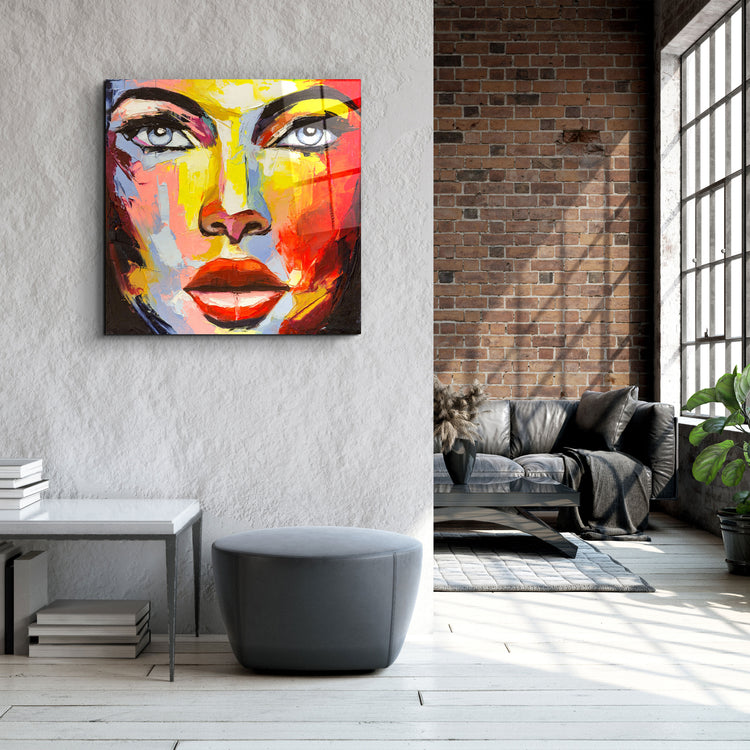 ・"Abstract Woman Portrait"・Glass Wall Art | Artdesigna Glass Printing Wall Arts.