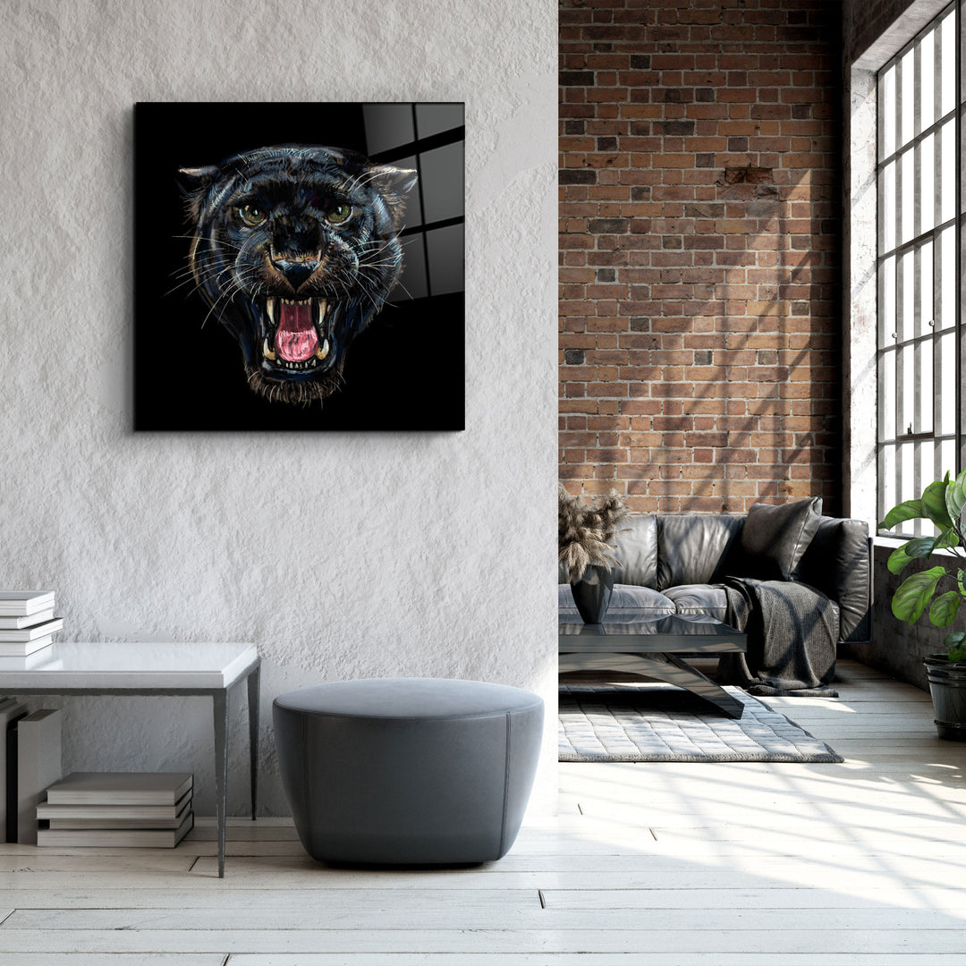・"Wild Panther"・Glass Wall Art | Artdesigna Glass Printing Wall Arts.