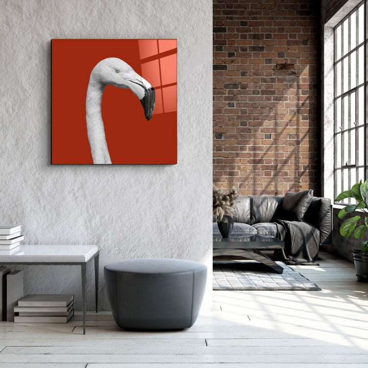 ・"Flamingo - Red"・Glass Wall Art | Artdesigna Glass Printing Wall Arts.