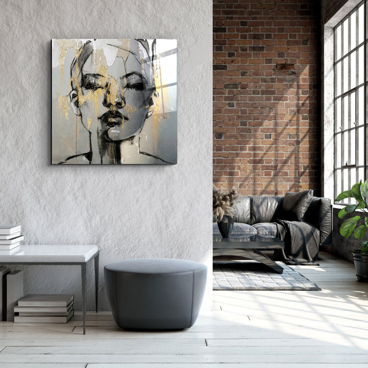 ・"Abstract Woman Portrait V3"・Glass Wall Art | Artdesigna Glass Printing Wall Arts.