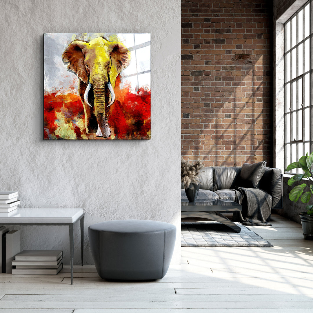 ・"Abstract Colorful Elephant"・Glass Wall Art | Artdesigna Glass Printing Wall Arts.