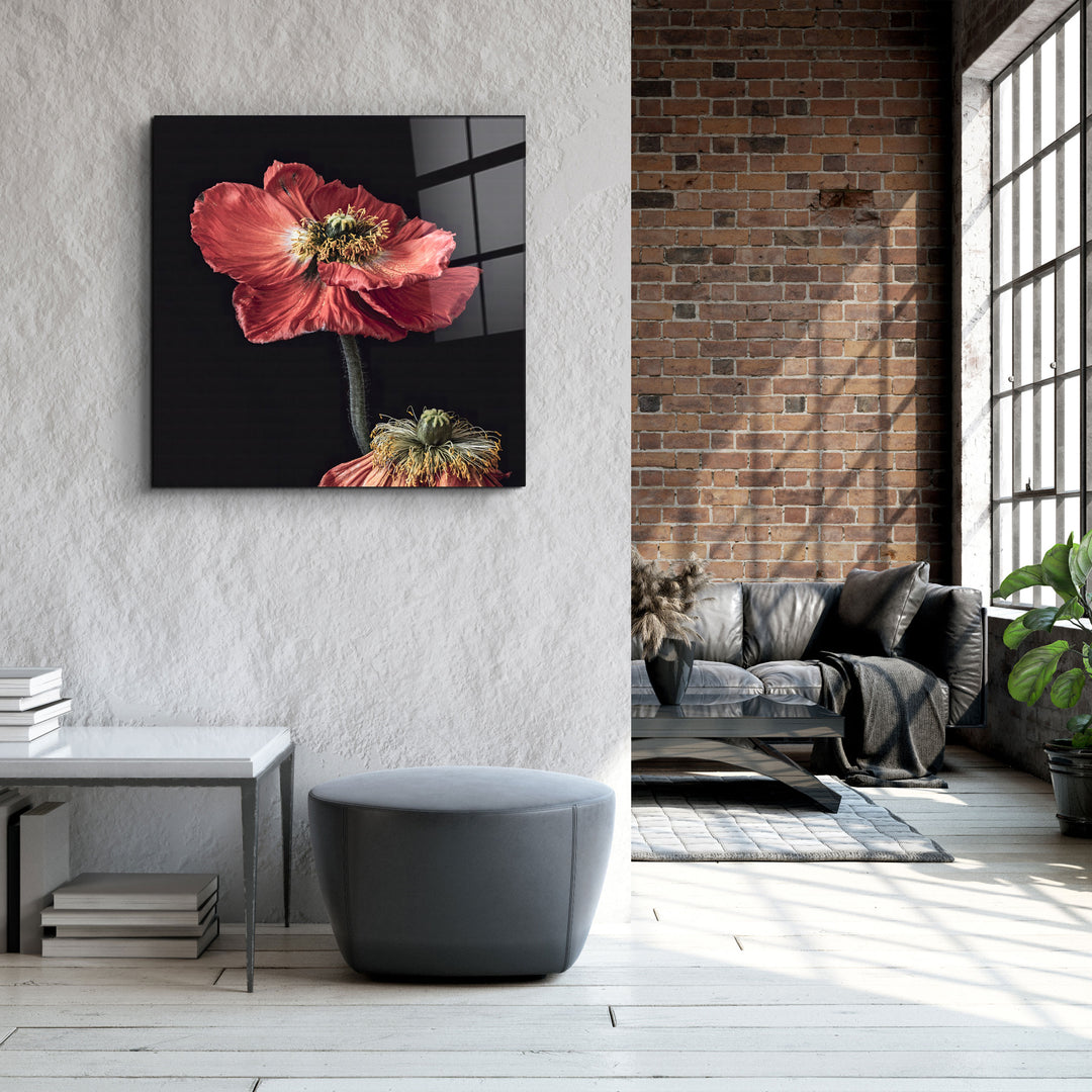 ・"Red Flowers"・Glass Wall Art | Artdesigna Glass Printing Wall Arts.