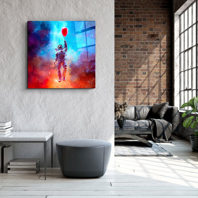 ・"Astronaut in the Sky and Baloon"・Glass Wall Art | Artdesigna Glass Printing Wall Arts.