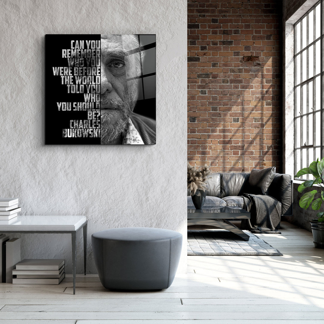 ・"Charles Bukowski"・Designers Collection Glass Wall Art | Artdesigna Glass Printing Wall Arts.