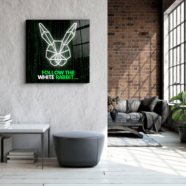 ・"Follow the Rabbit"・Glass Wall Art | Artdesigna Glass Printing Wall Arts.