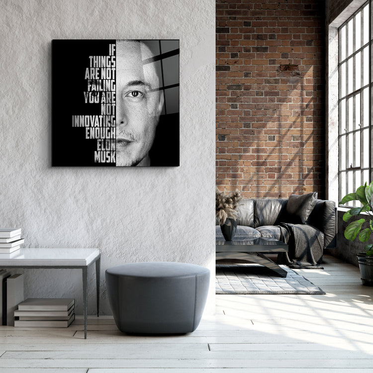 ・"Elon Musk"・Designers Collection Glass Wall Art | Artdesigna Glass Printing Wall Arts.